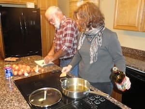 cooking in the kitchen