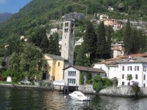 A view of village on Lake Como from the traghetto (ferry)